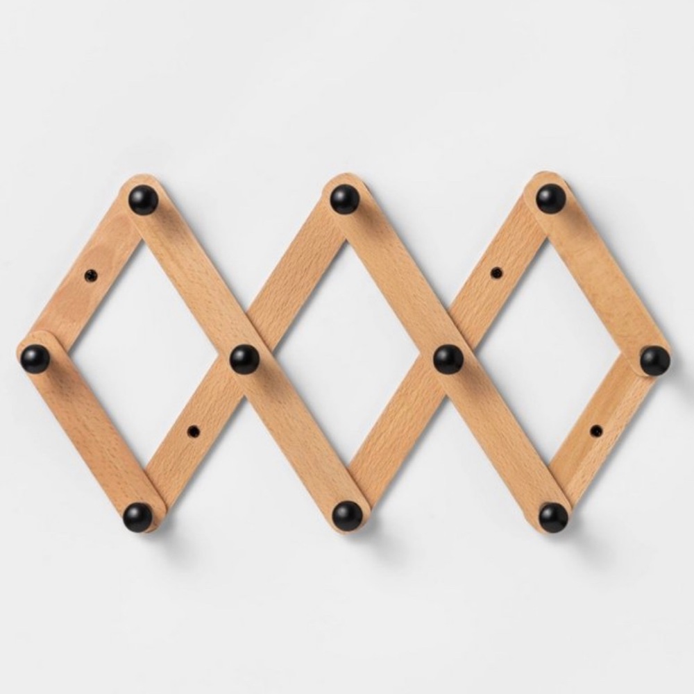 Threshold Accordion Hook Rail Wood Rack NWT: Farmhouse